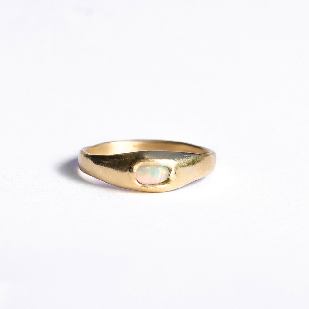 Treasure Gold Opal Signet Ring (P 1/2 or US 7 3/4)